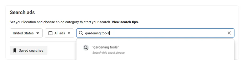 Search for ads on Meta Ads Library