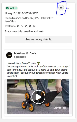 Click download button on video ads