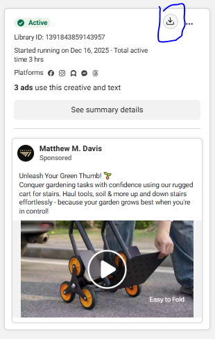 Click download button on video ads